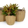 3-Pack Wicker Multi-purposes Basket with Handle - Planter Basket - Natural