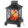 24" Pagoda-Style Steel Wood-Burning Fire Pit with Log Grate and Poker - Black High-Temperature Paint Finish