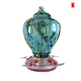 Hummingbird Feeder for Outdoors Hand Blown Colorful Glass Feeder with Ant Moat Gardening Supplies Bird Feeder Ant Proof (Color: k)