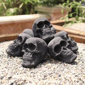 Ceramic Skulls for Fire Pit, Outdoor Fire Tables, 7pcs Reusable Spooky Imitated Human Skull Gas Log for Party, Bonfire,Campfires,Fireplaces, 3 inch (Style: 7pcs 2.5inch)